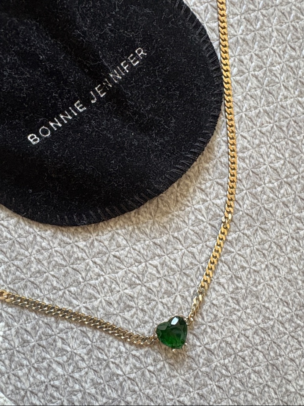 Gold Chain Choker Necklace with Emerald Heart
